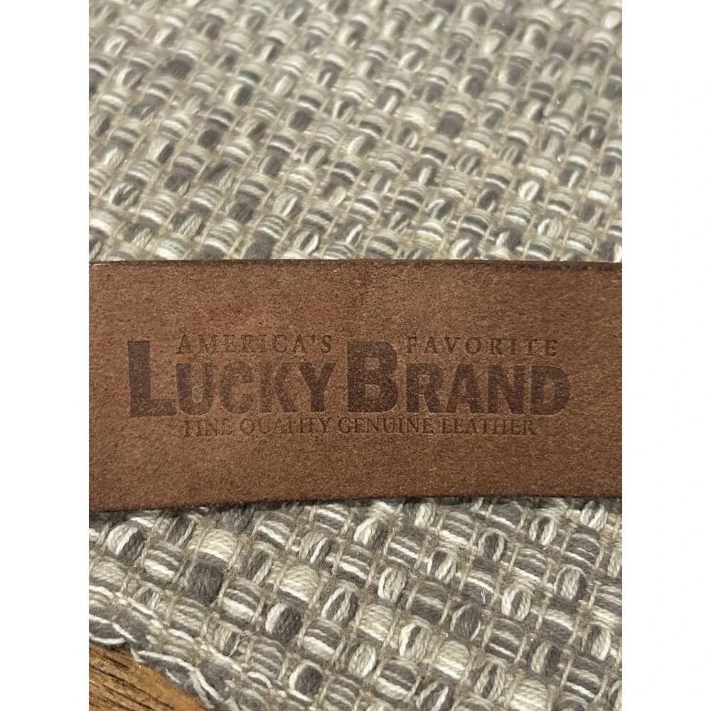 Lucky Brand Men’s Leather Belt Stitching Multi Color Leather Silver Buckle M 34”